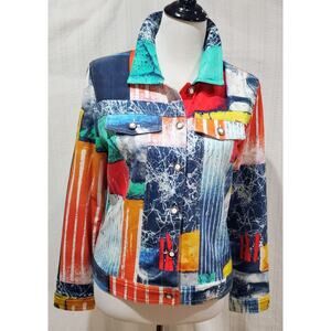Dolcezza Simply Art Jacket Womens Medium Abstract Print Colorful Boho Artsy